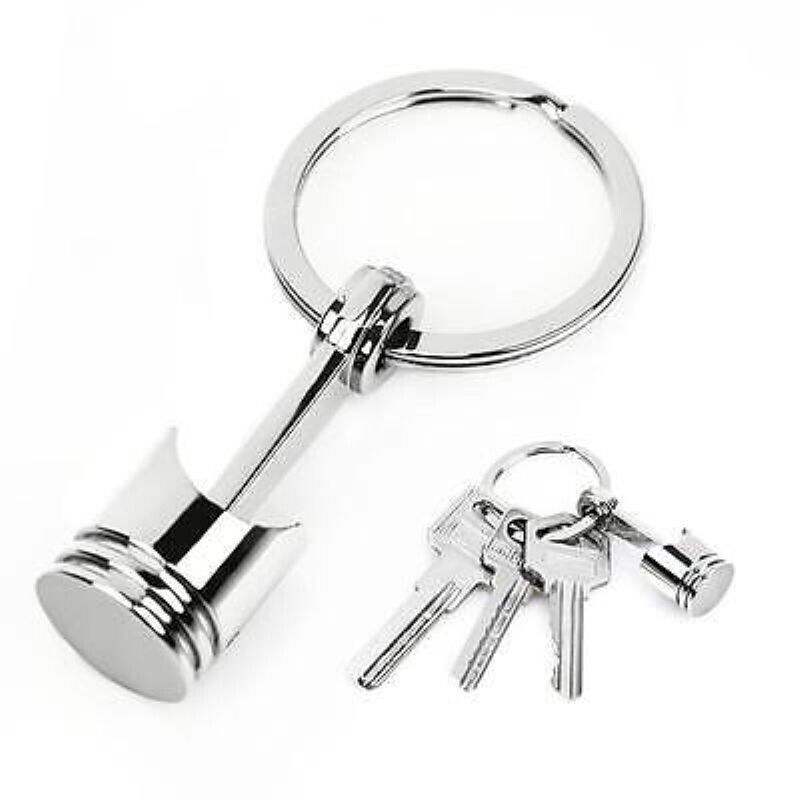 Metal Piston Key Chain Ring Fob Engine Holder Car Silver Mechanic Engineer Gift
