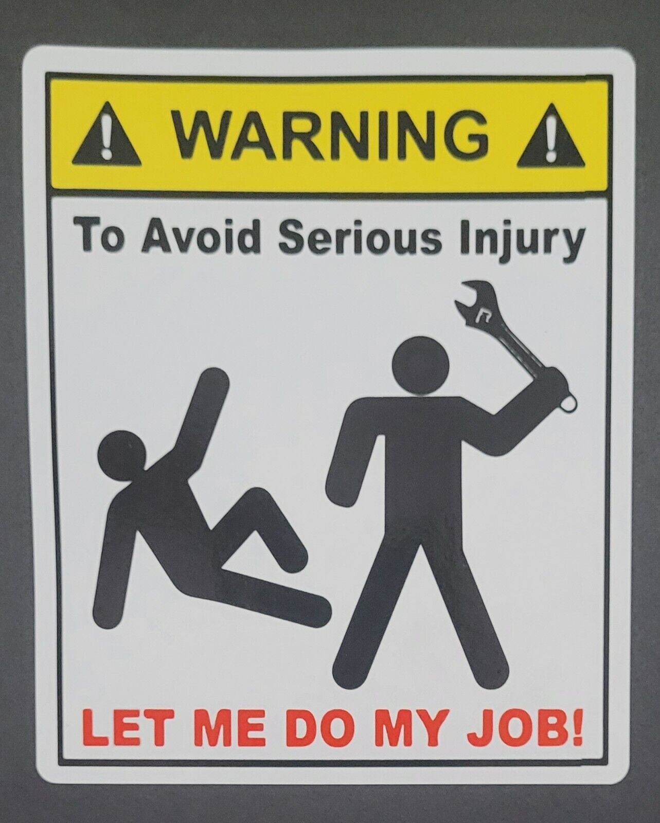 Warning avoid serious injury 10cm x 12cm Vinyl Sticker Windows Automotive Marine