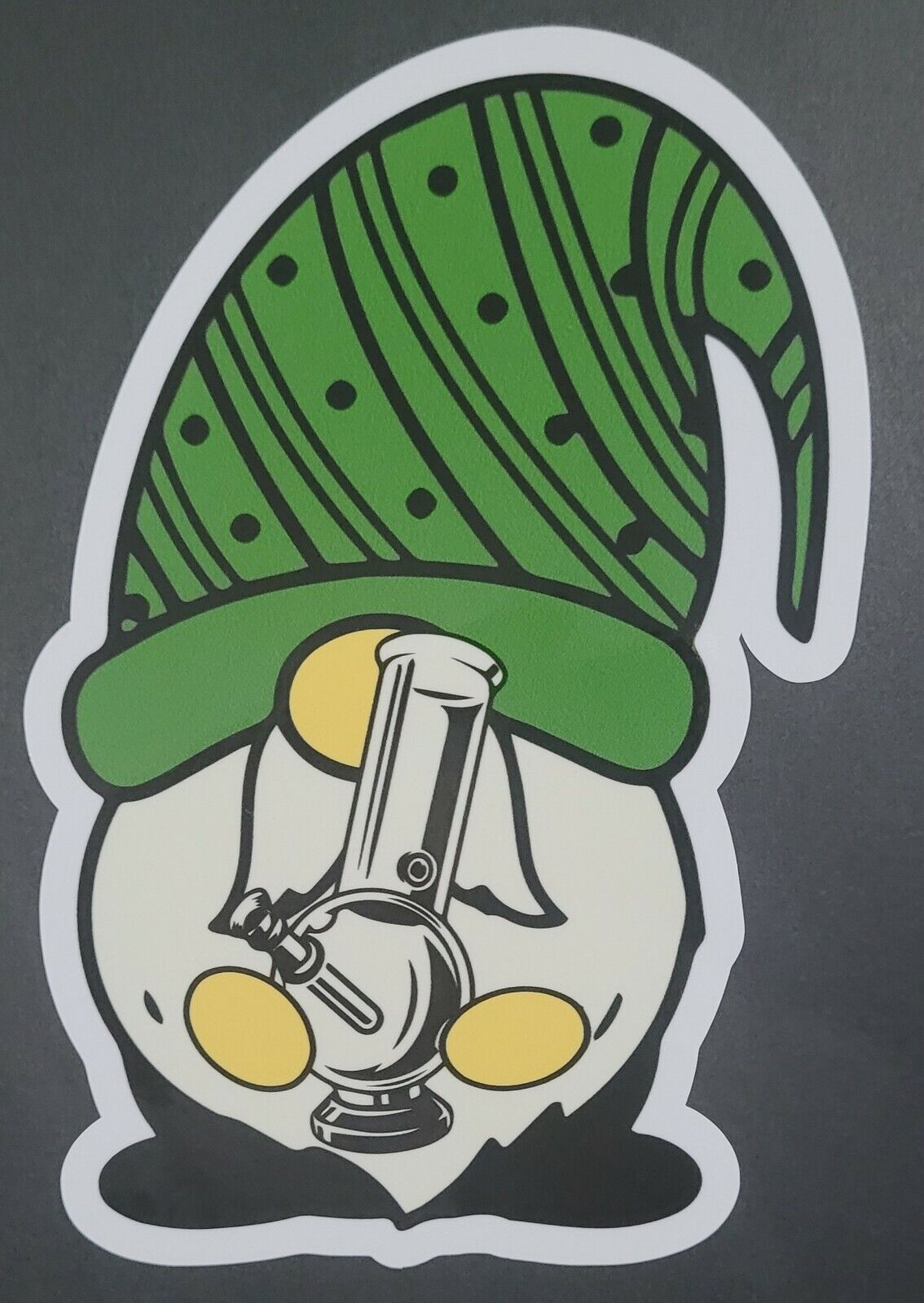 gnome smoking 10cm x 14cm Vinyl Sticker / decal Windows Automotive Marine.