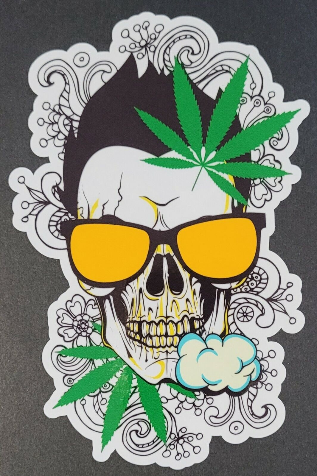 weed-skull-smoke 10cm x 15cm Vinyl Sticker / decal Windows Automotive Marine.