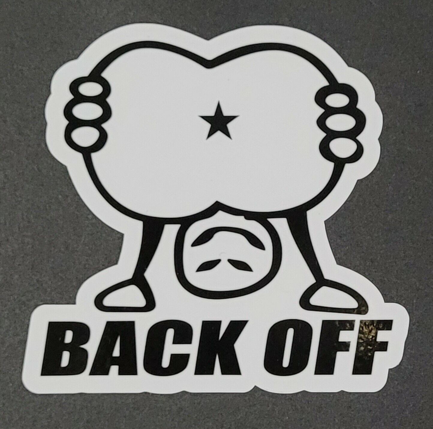 Back Off 10cm x 11cm Vinyl Sticker / decal Windows Automotive Marine.