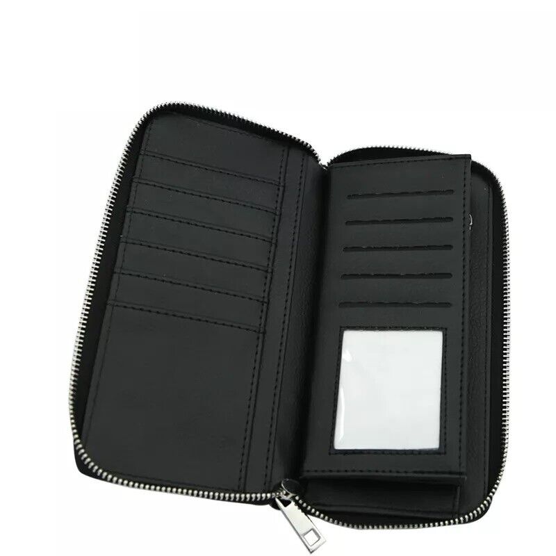 1x Sublimation Blank zipper women purse LONG Folding Moneybag with Photo Frame