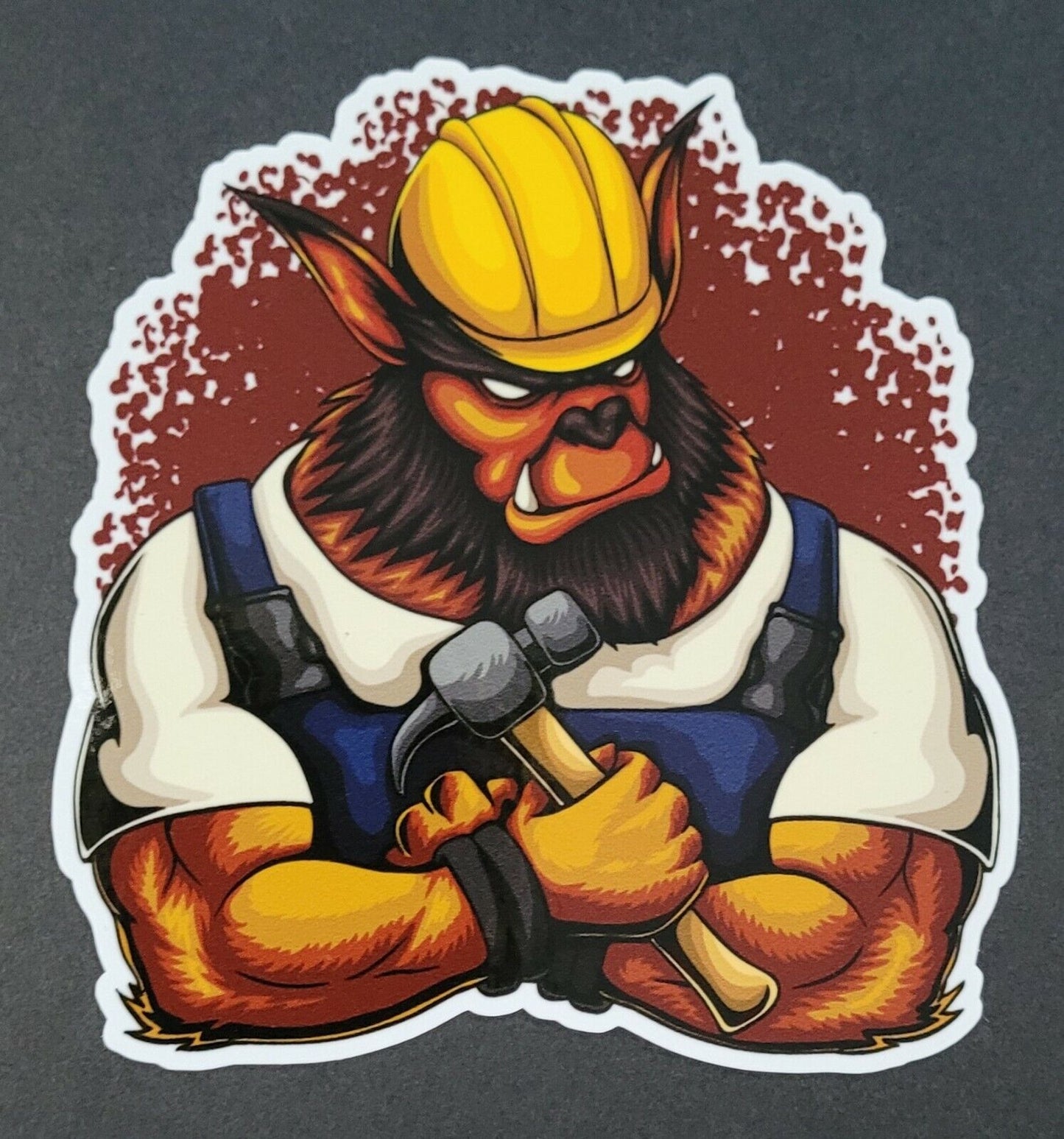 Construction worker bear 10cm x 10.5cm Sticker/decal Windows Automotive Marine