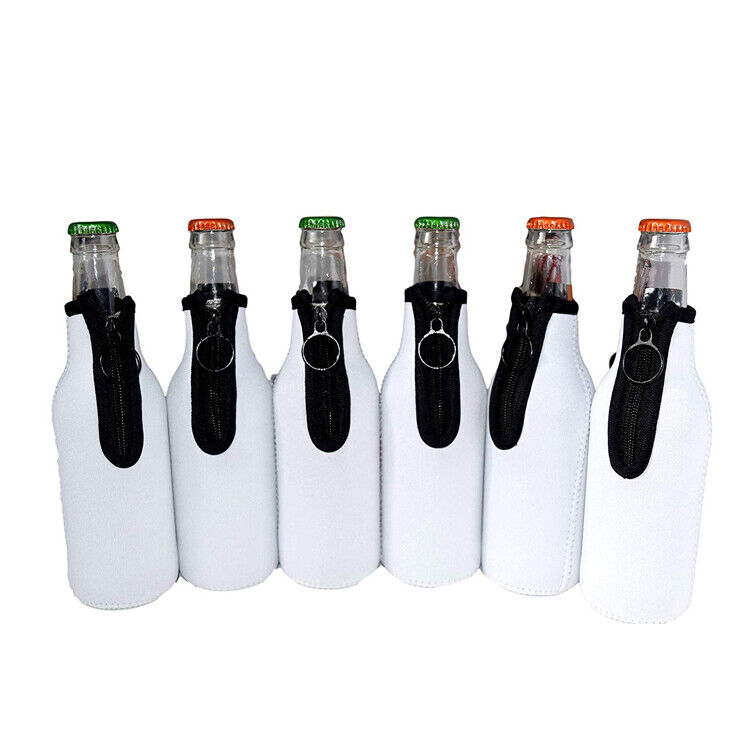 10x Blank Zipper Beer Bottle Coolers Neoprene Sublimation ink Heat Transfer