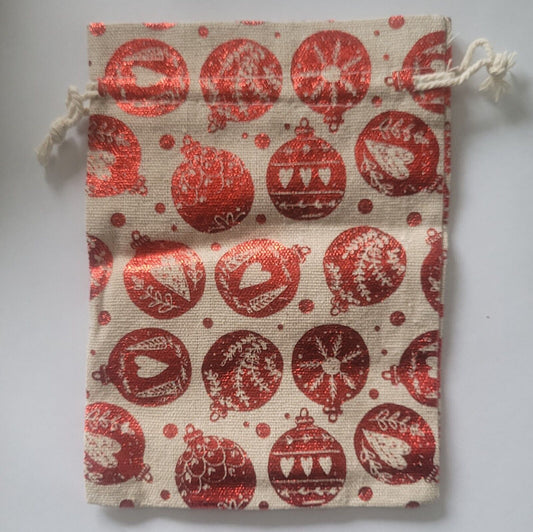 Christmas Drawstring Linen Bags, Gift Bag, Packing Pouch, New 13cm x 18cm