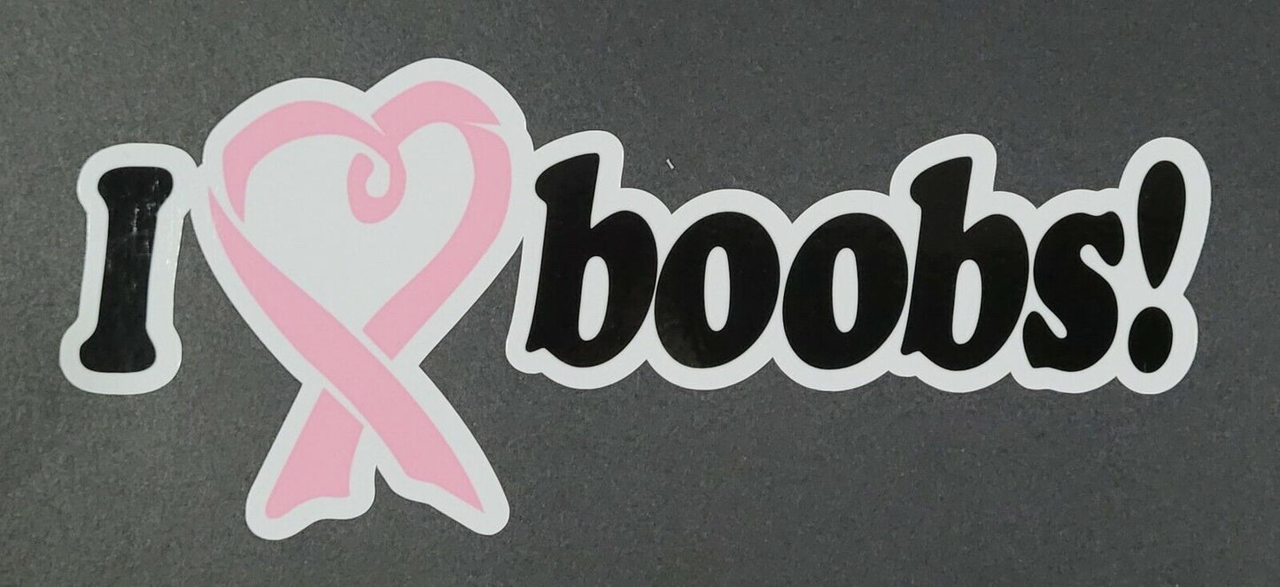 I Love Boobs 19.5cm x 8cm Vinyl Sticker / decal Windows Automotive Marine.