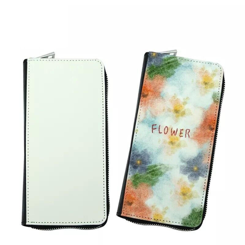 1x Sublimation Blank zipper women purse LONG Folding Moneybag with Photo Frame