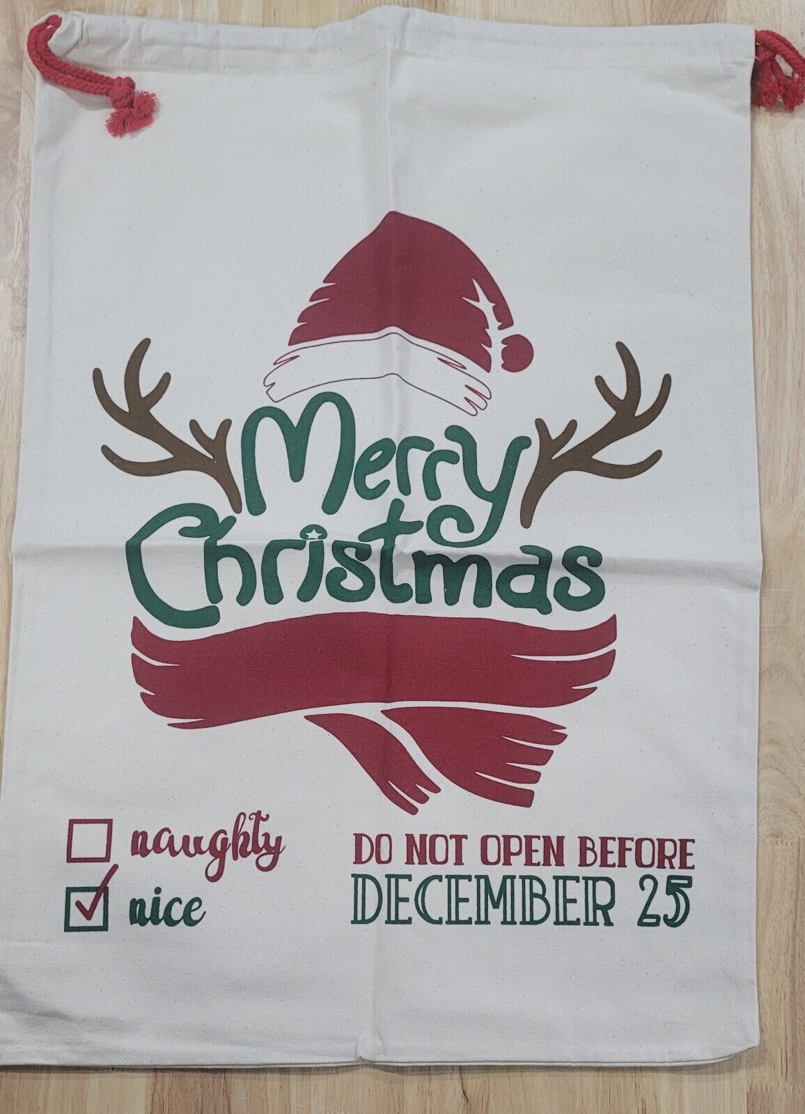 48cm x 68 cm Canvas Hessian Christmas Santa Sack Xmas Stocking Kids Gift Bag