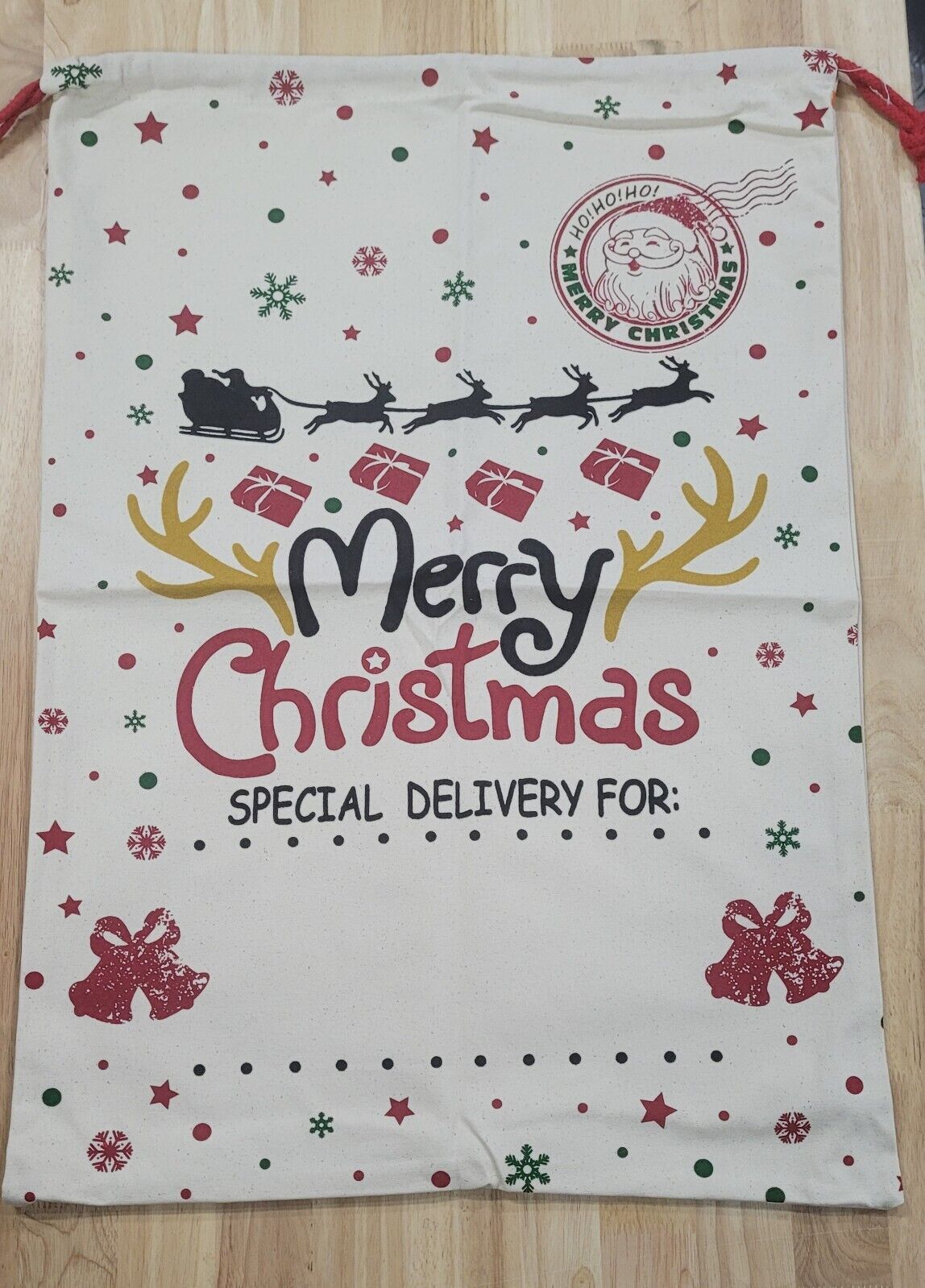 6x Canvas Hessian Christmas Santa Sack Xmas Stocking Kids Gift Bag 45cm x 60 cm