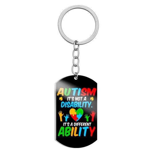 Keyring - Autism Awareness - AUTISM IS NOT A DISABILITY, 1 SIDE PRINTED