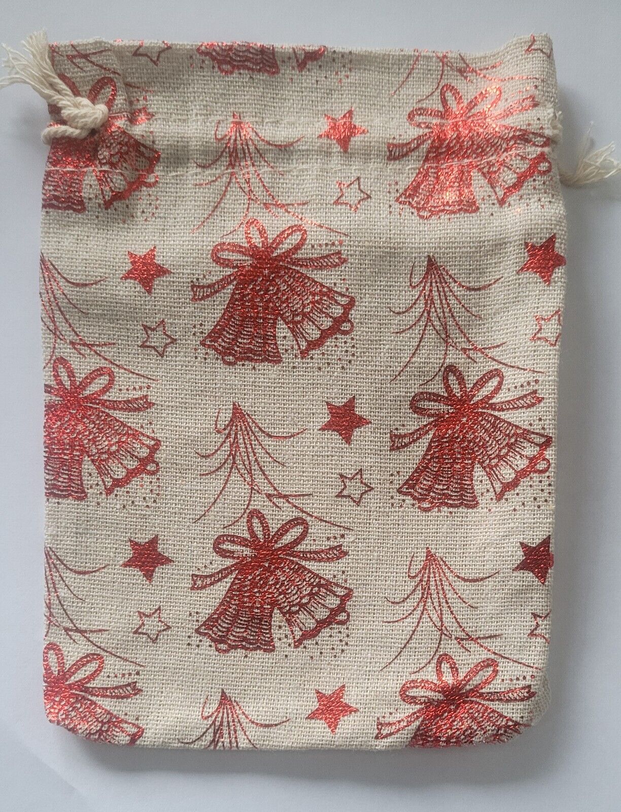 Christmas Drawstring Linen Bags, Gift Bag, Packing Pouch, New 13cm x 18cm