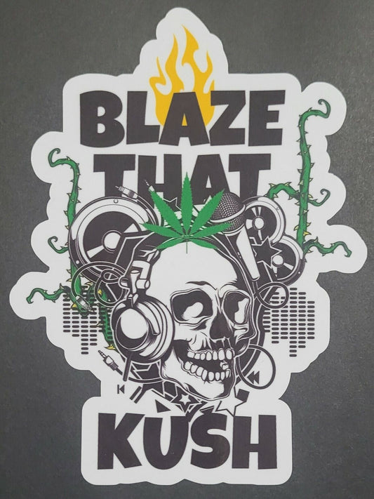 blaze-that-kush 10cm x 14cm Vinyl Sticker / decal Windows Automotive Marine.