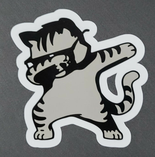 cat dabbing 10cm x 10cm Vinyl Sticker / decal Windows Automotive Marine.