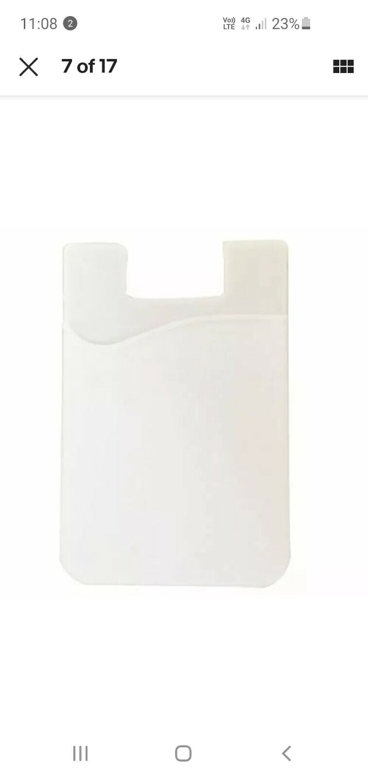 1x White Silicone Mobile Phone Card Holder Wallet StickOn Adhesive Card pouch