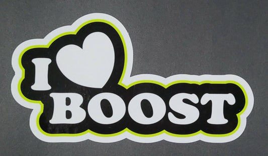 I Love Boost 10cm x 18.5cm Vinyl Sticker / decal Windows Automotive Marine.