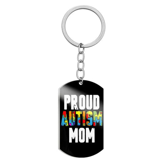 Keyring - Autism Awareness - PROUD AUTISM MOM, 1 SIDE PRINTED