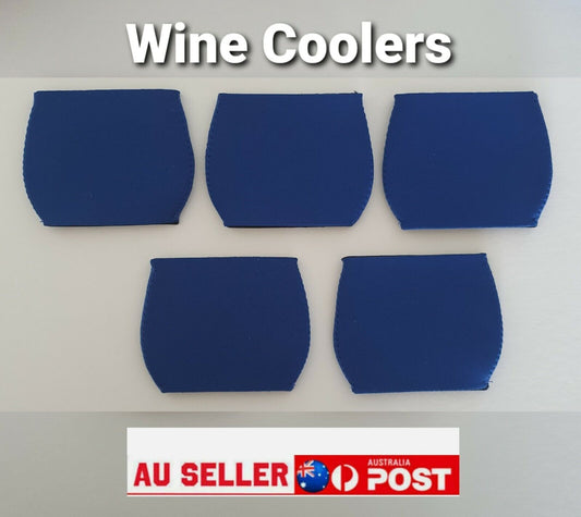 5X Wine Glass Cooler Drink Holder Neoprene Blue Cooler, Sublimation transfer