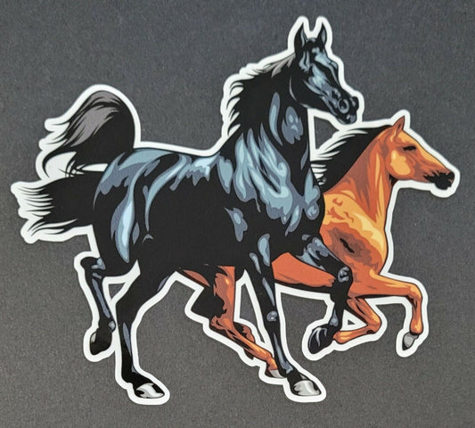 Horses 10cm x 12cm Vinyl Sticker / decal Windows Automotive Marine.