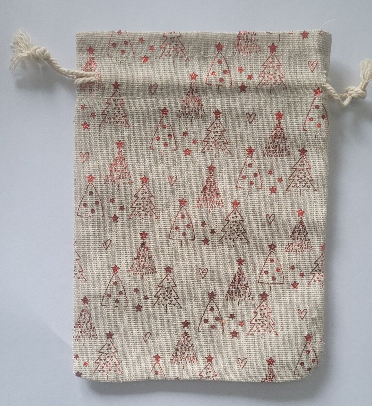 Christmas Drawstring Linen Bags, Gift Bag, Packing Pouch, New 13cm x 18cm